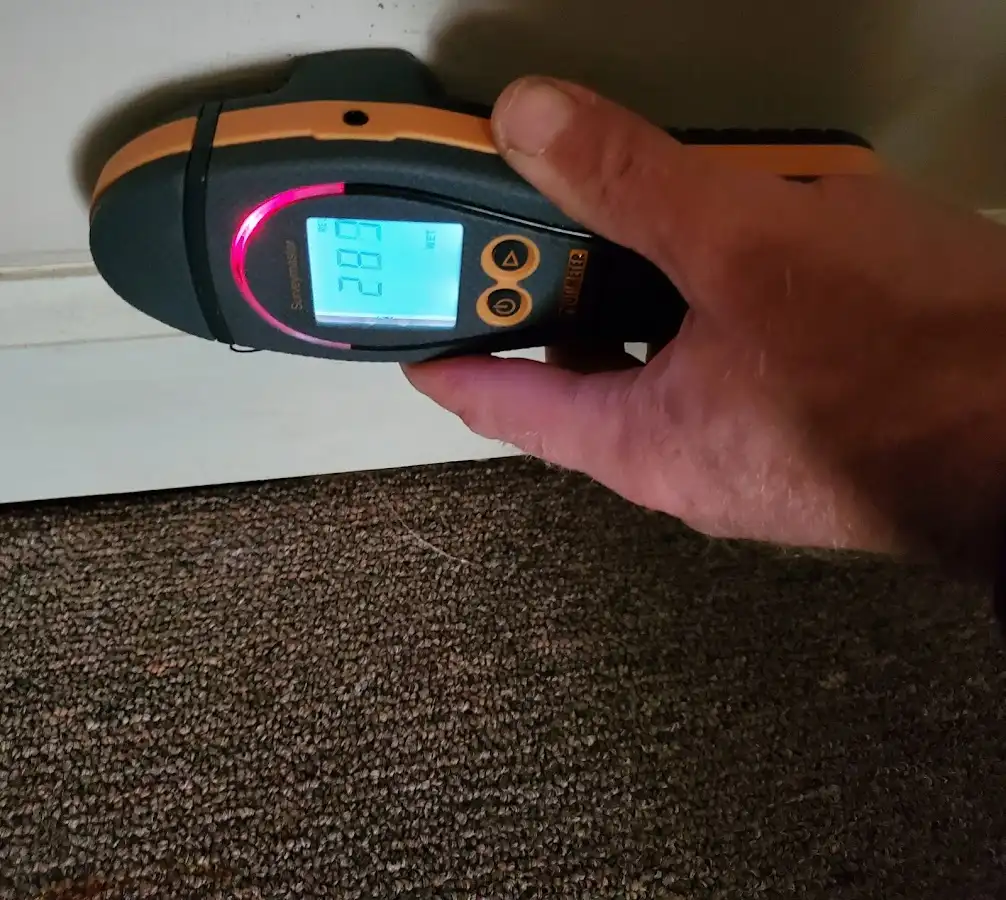 Moisture detection at baseboard during Burst Pipe Cleanup in Bangor